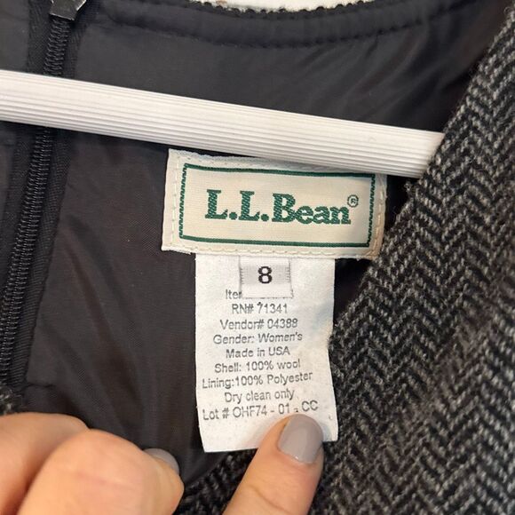 L.L. Bean Vintage 100% wool grey vneck sheath dress 8 - Picture 4 of 10